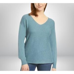 Ella Moss Teal Long Sleeve Ribbed V-Neck Sweater (M)